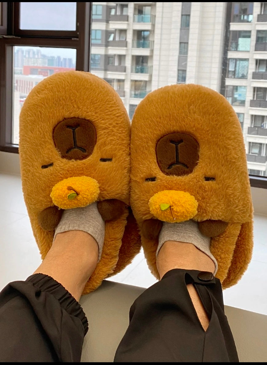 Cute Capybara Plush Slippers