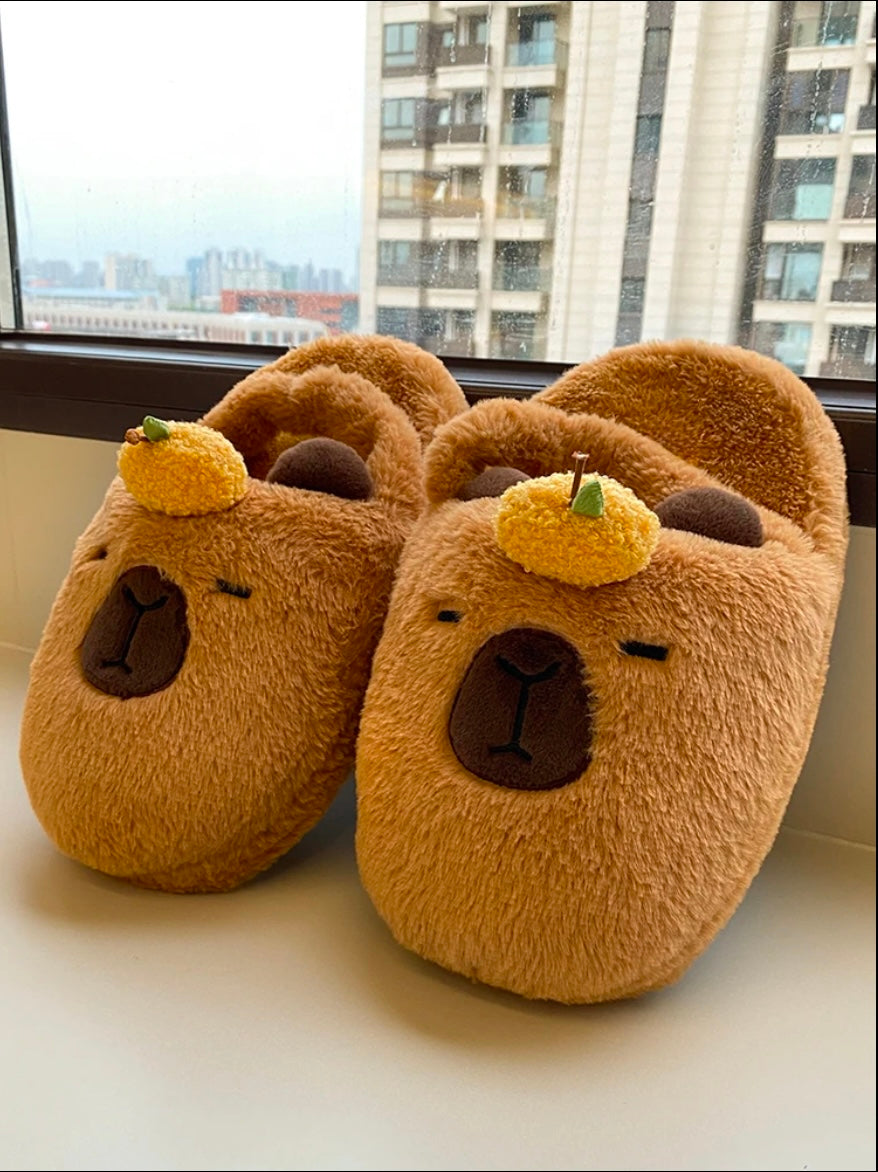 Cute Capybara Plush Slippers