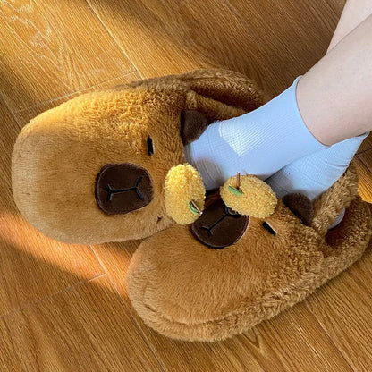 Cute Capybara Plush Slippers